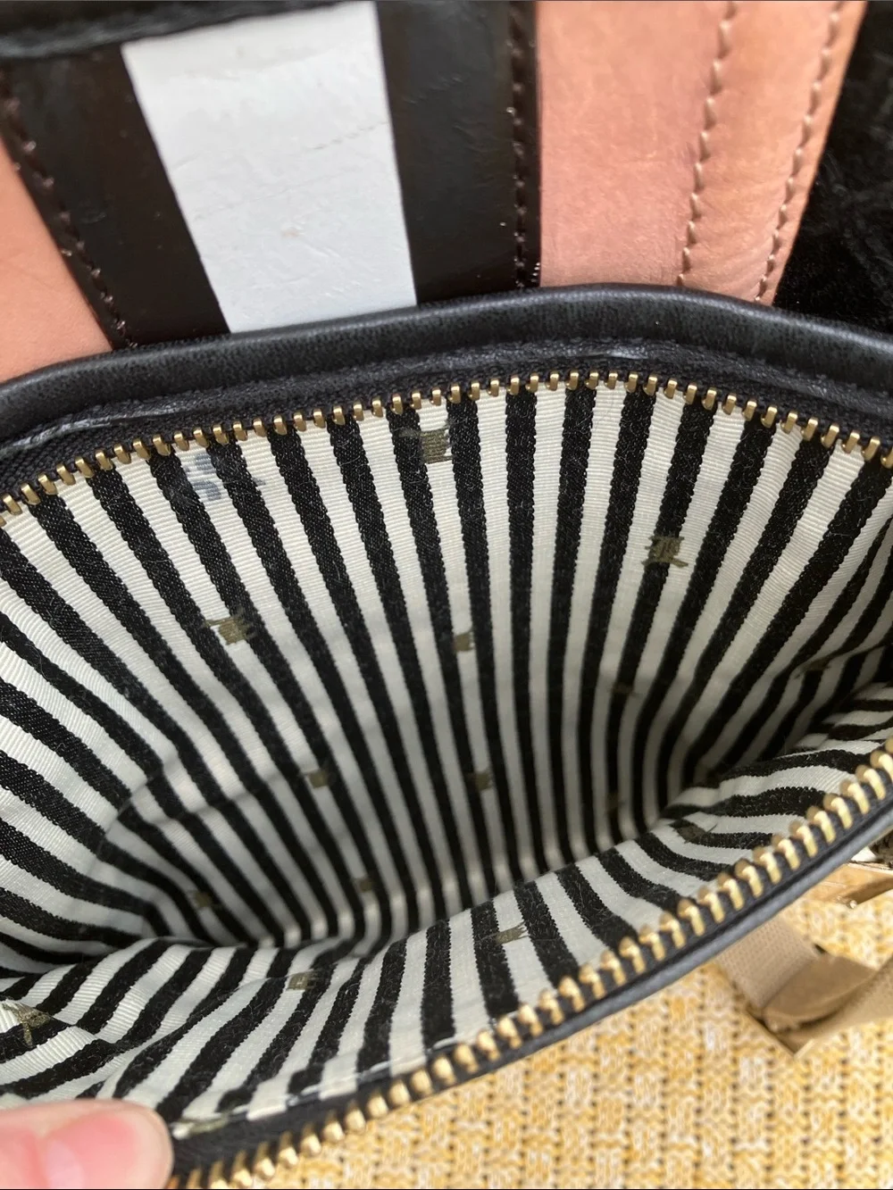 L.A.M.B. By Gwen Stefani Y2K Black with Pink & White Stripes Crossbody